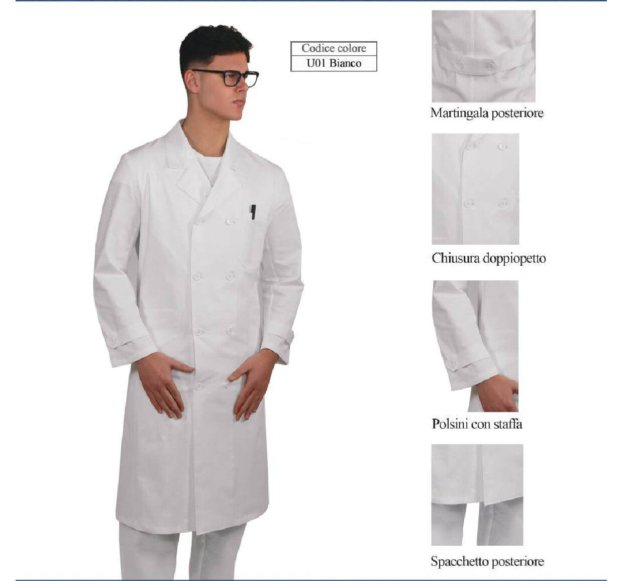 Camice Uomo Doppiopetto Bianco
