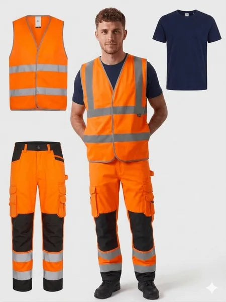 Kit Da Lavoro Completo Alta Visibilità ( Pantalone + Gilet + T-shirt )