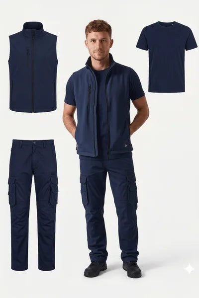 Kit Completo Da Lavoro ( Pantalone + T-Shirt + Gilet Softshell )