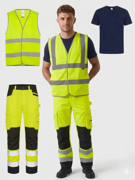 Kit Da Lavoro Completo Alta Visibilità ( Pantalone + Gilet + T-shirt )