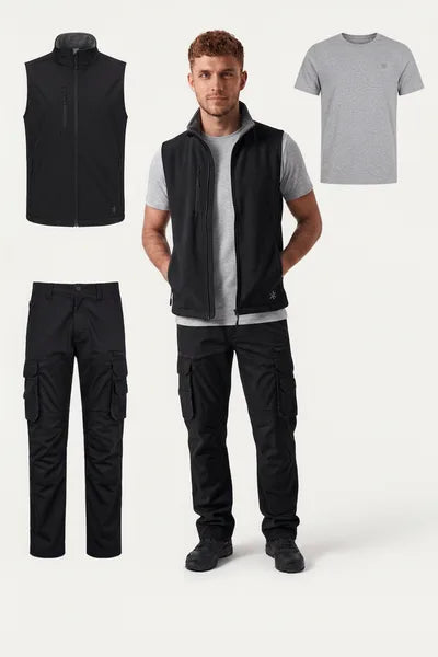 Kit Completo Da Lavoro ( Pantalone + T-Shirt + Gilet Softshell )