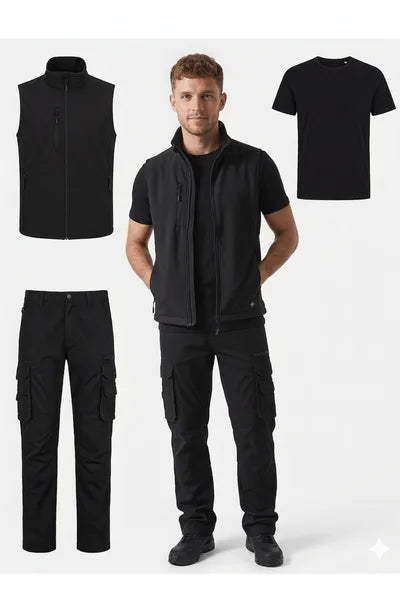 Kit Completo Da Lavoro ( Pantalone + T-Shirt + Gilet Softshell )