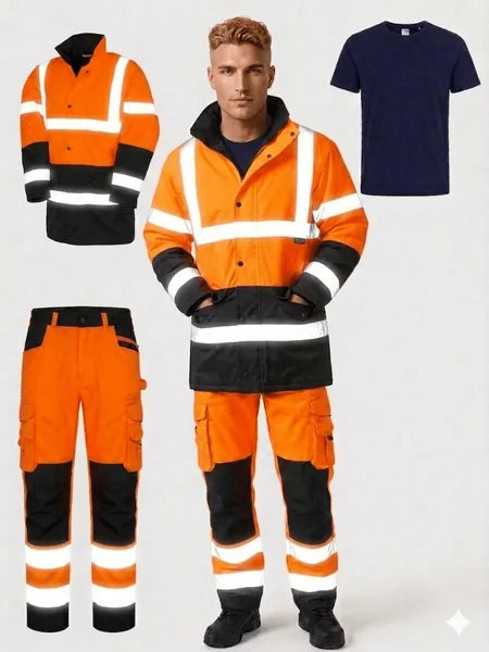 Kit Completo Alta Visibilità ( Giubbino + Pantalone + T-Shirt )